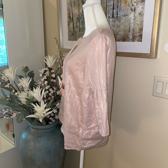 Ellen Tracy linen pink blouse - Picture 7 of 10